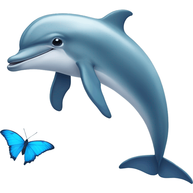 dolphin with blue butterfly emoji