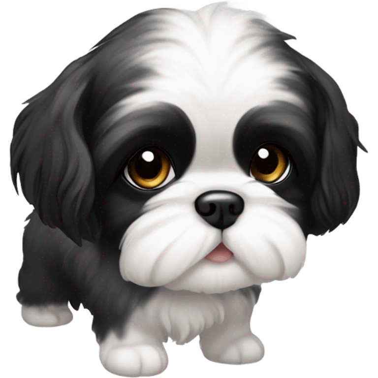 black and white puppy shih tzu emoji