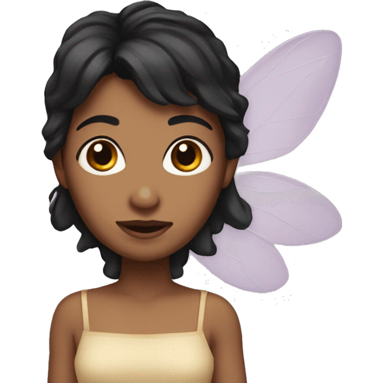 fairy with medium tone skin, black hair and brown eyes emoji