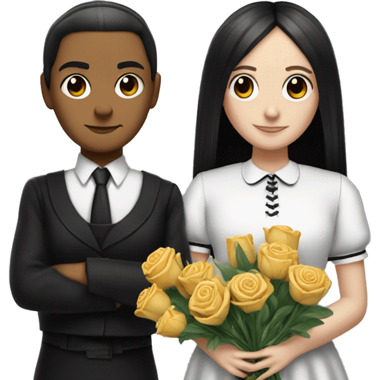 Mortica and Wednesday addams cut Flowers  emoji