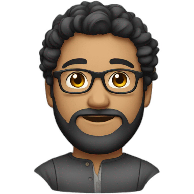 Light-skinned Indian male with beard, curly black hair, with glasses, sharp features emoji