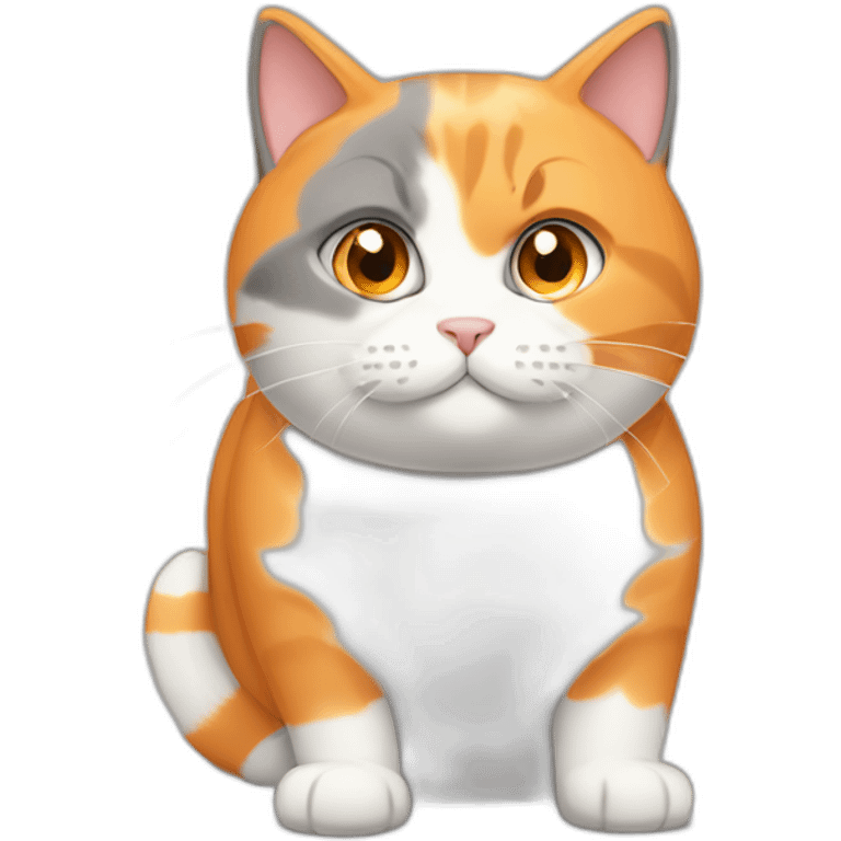 orange, gray and white, mostry gray and white, fat female cat emoji