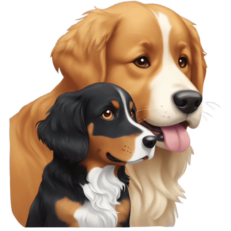 golden retriever and Bernese mountain dog playing emoji