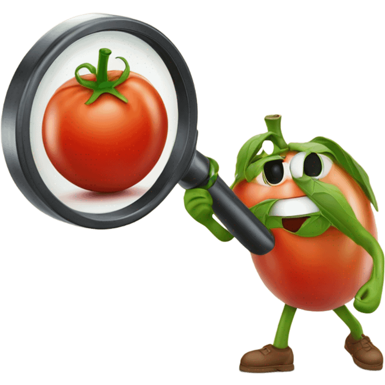 happy tomato with magnifying glass in hand emoji