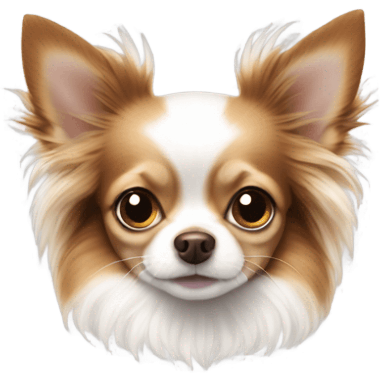 Brown and white long-haired Chihuahua emoji