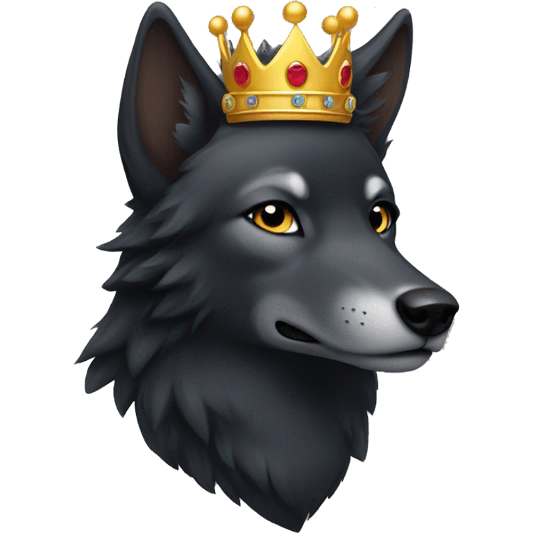 female black wolf with crown on head emoji