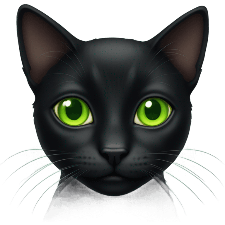 Black cat with green eyes emoji