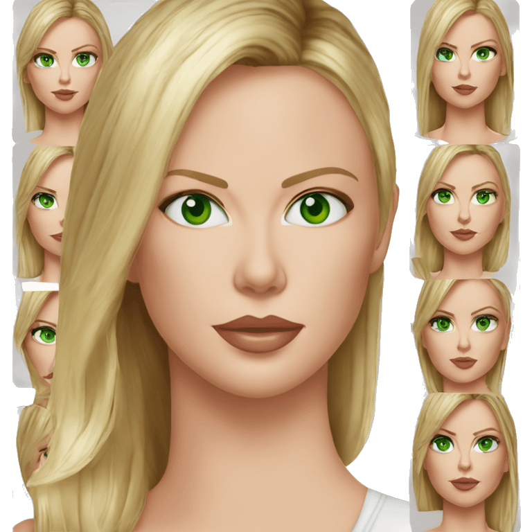 ultra realistic charlize theron green eyes wearing shirt emoji