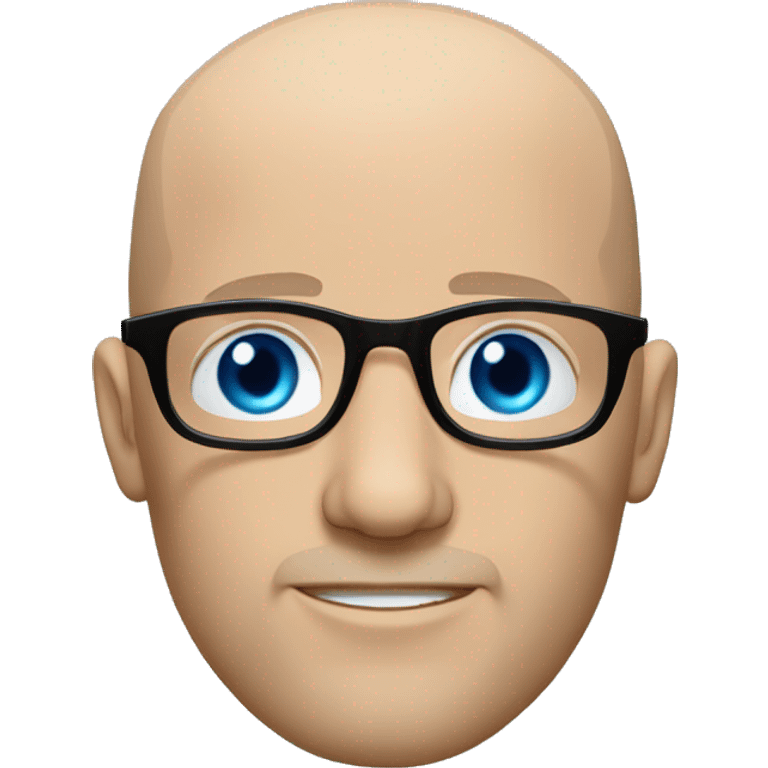 bald white man with blue eyes, stubble, glassses. black clothes emoji