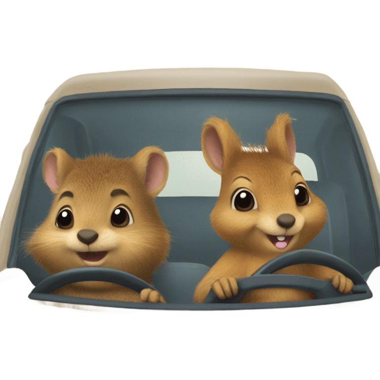 Quokka and a squirrel in a car  emoji