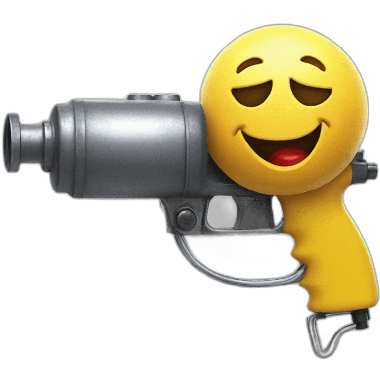 scared smiley metal water gun on heas emoji