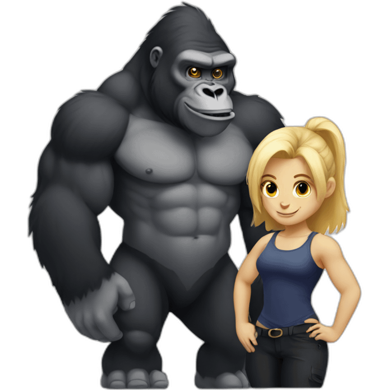 Buff Gorilla with a shy blonde girl emoji