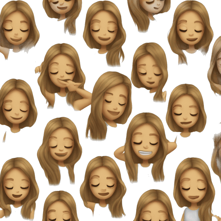 girl with light skin and long brown hair dabbing  emoji