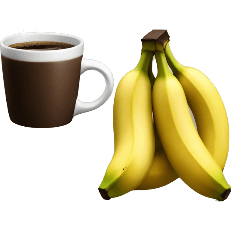 The banana drinks the coffee emoji