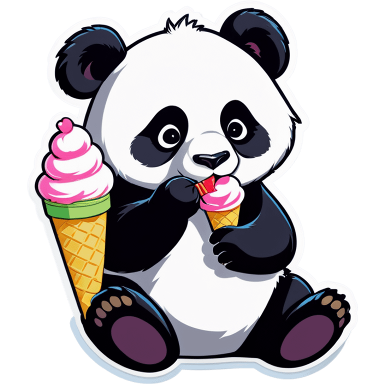 Panda eating ice cream emoji