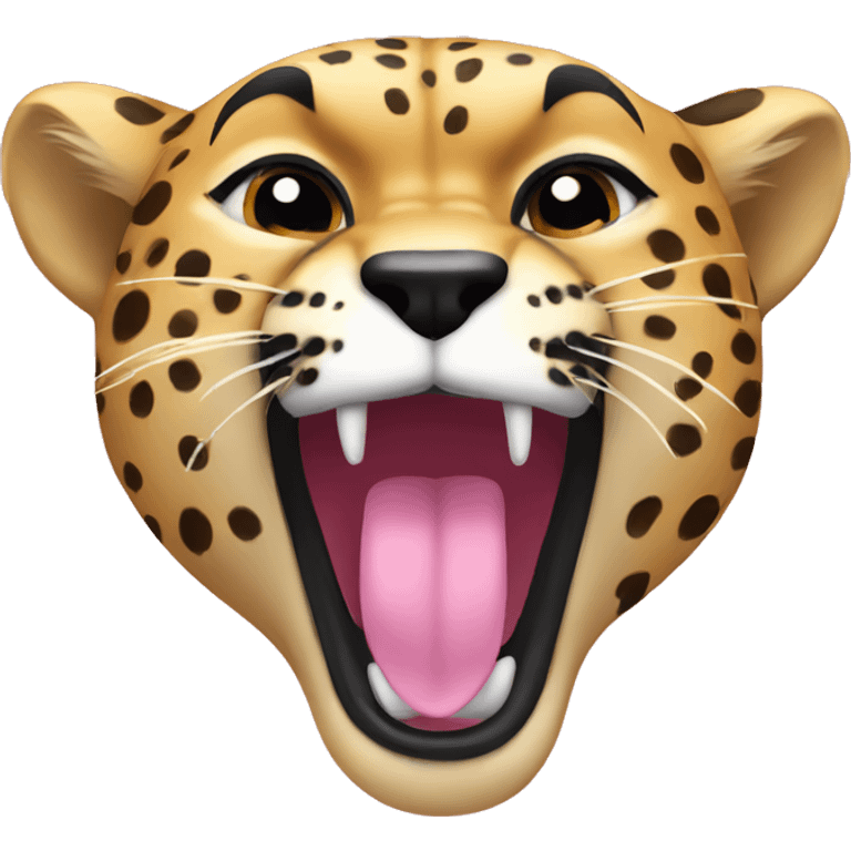 cheetah roaring with a pink bow  emoji