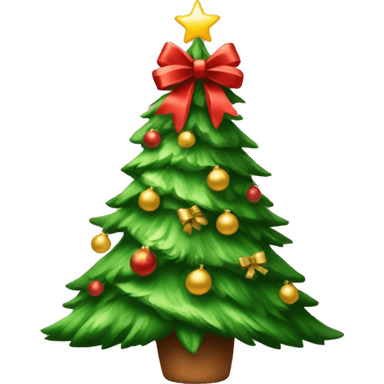 a beautiful Christmas Tree with a bow in peak  emoji