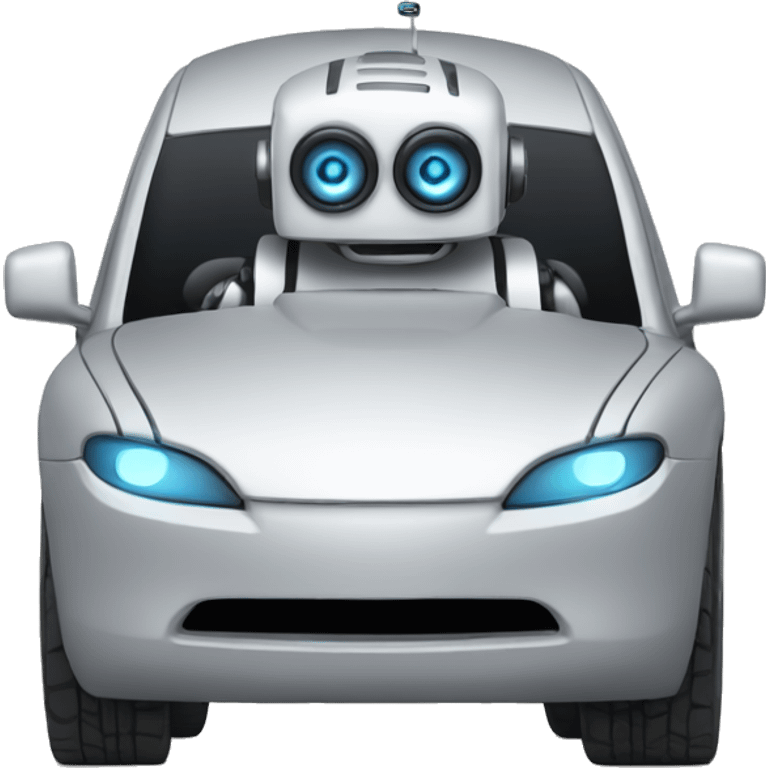 Robot driving car emoji