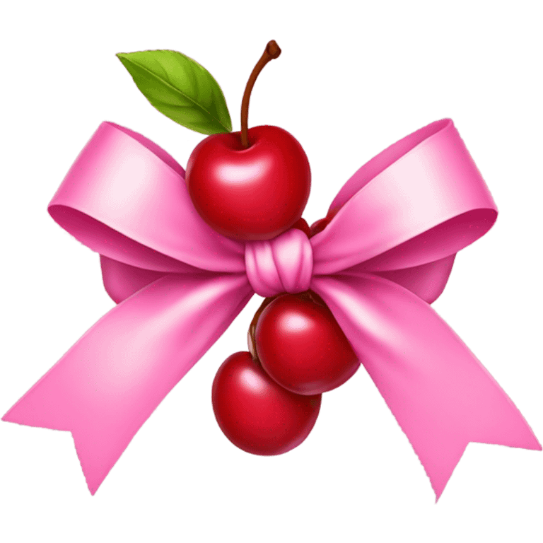 Pink cherries with bow emoji