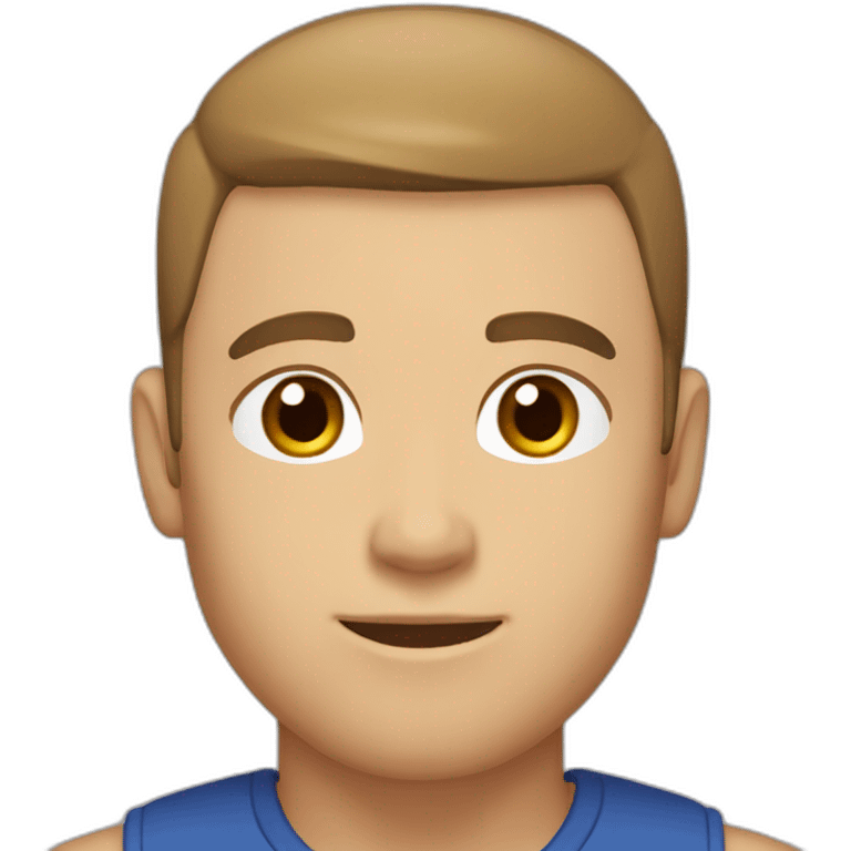 light brown haired man, hair parted, shaved side hair, with brown eyes and light stubble emoji