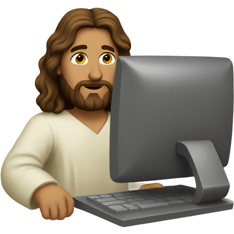 Jesus using the computer emoji