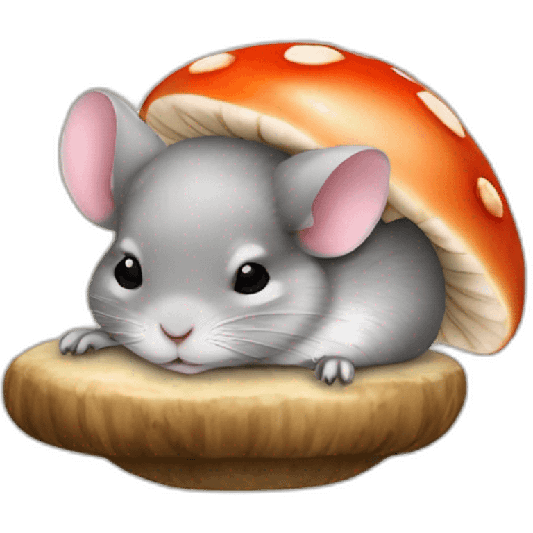 chinchilla sleeping on top of mushroom emoji