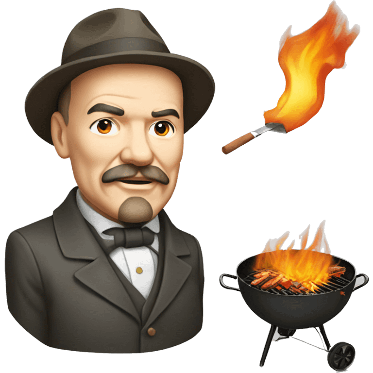 Lenin to roast a barbecue emoji