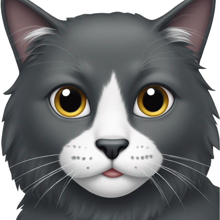 black long hair cat with black and white muzzle emoji