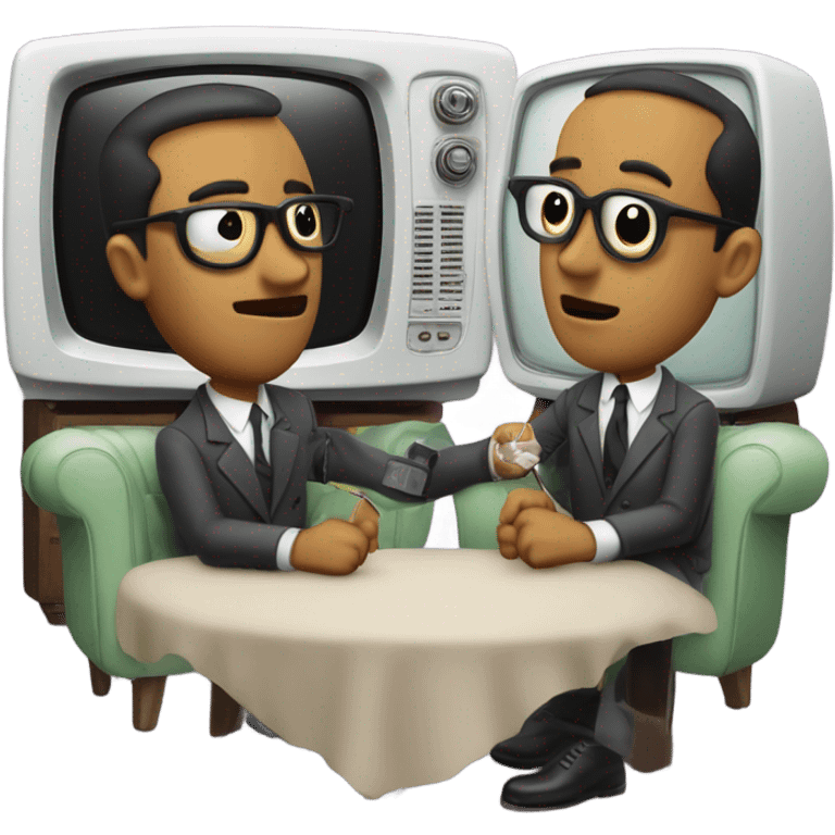 two detectives the screen of a vintage TV set emoji