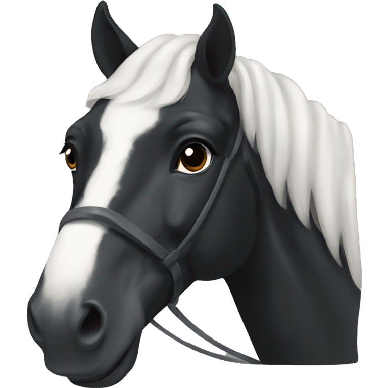 Freisian black horse with a white bow emoji