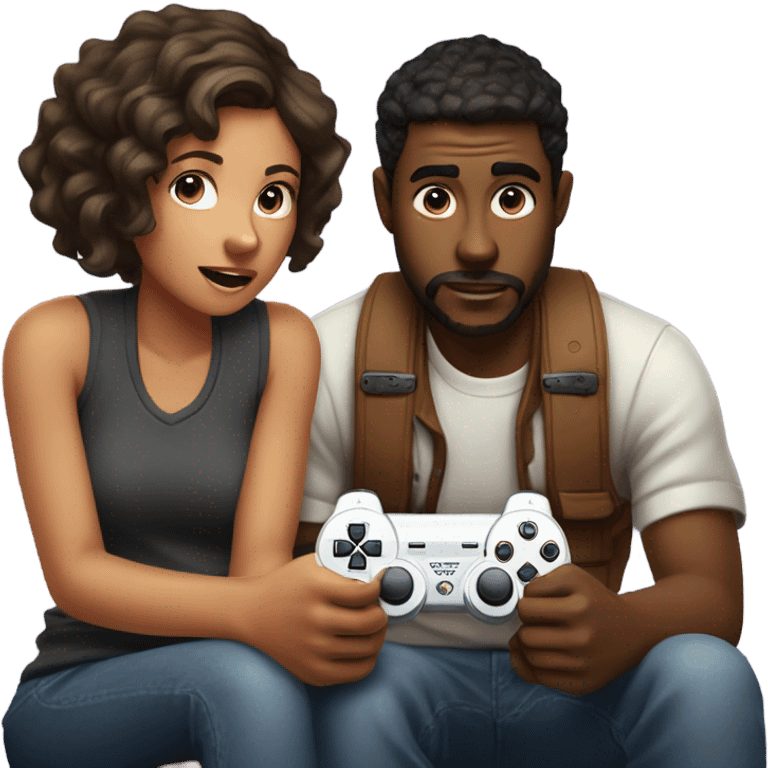 Boyfriend and girlfriend playing PlayStation  emoji