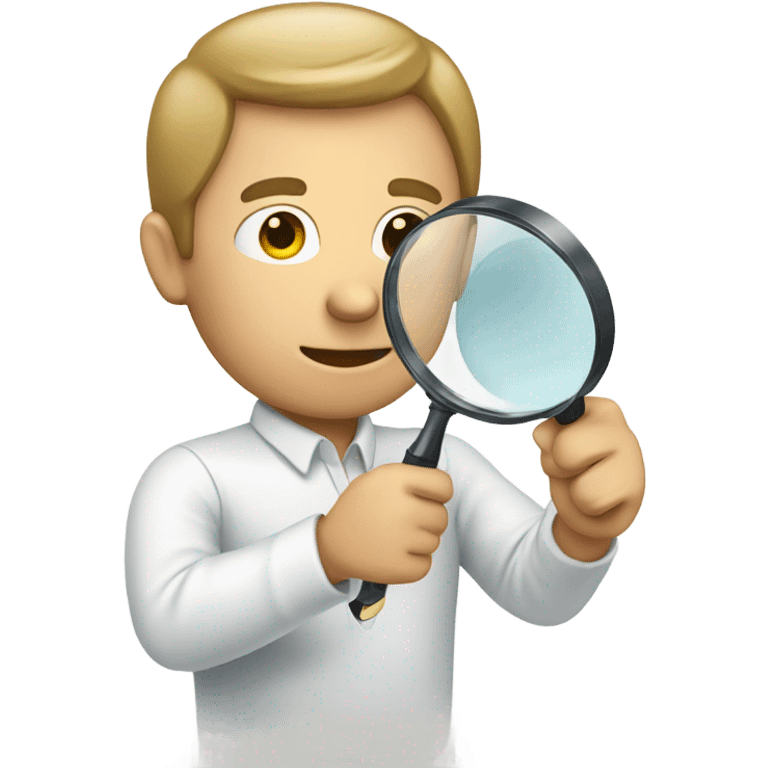 white man with 
magnifying glass in hand emoji