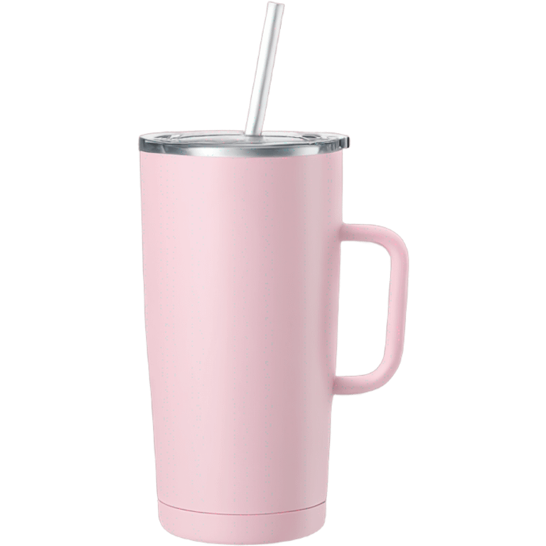 Pastel pink, inspired by Stanley, 40 oz tumbler with handle, and straw emoji