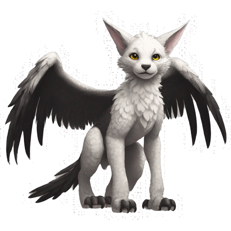 Anthro cool edgy Trico winged animal hybrid full body emoji