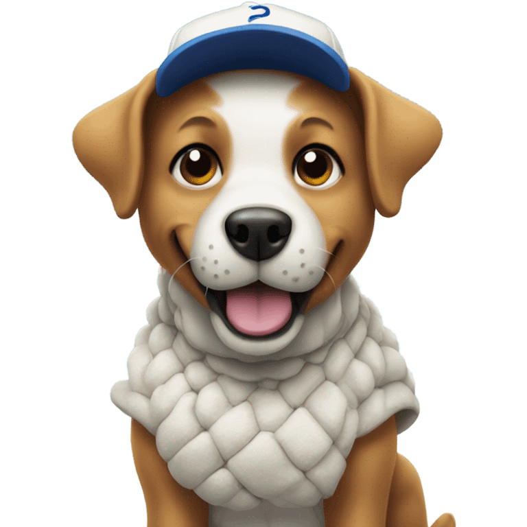 A dog playing baseball in the snow emoji