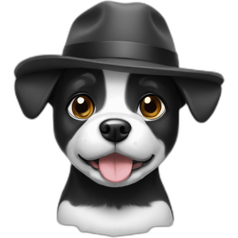 Small black and white dog in hat emoji