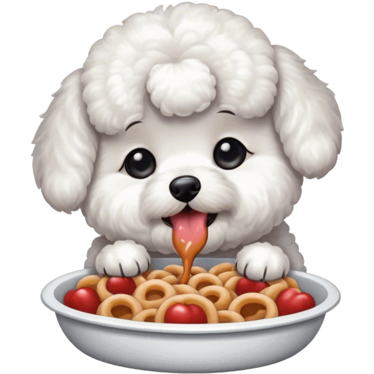 Bichon eating food emoji