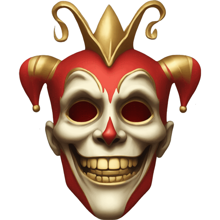 Jester high cheekbones, half skull face, red, gilded  emoji