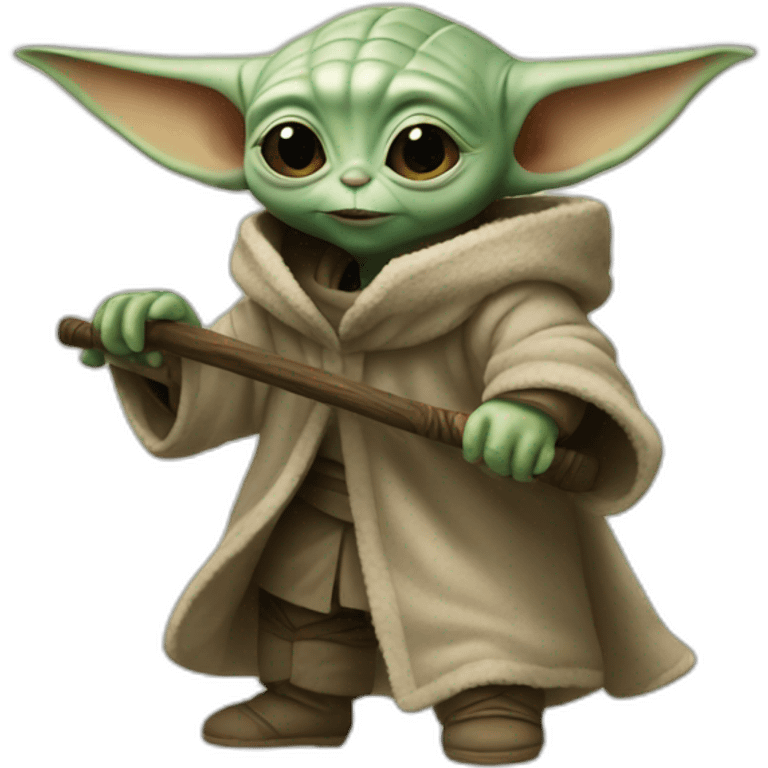 Baby yoda playing hocky emoji