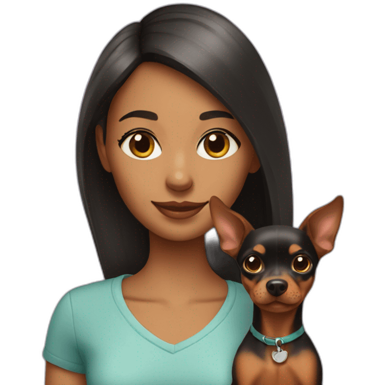  girl with a miniature pinscher dog emoji