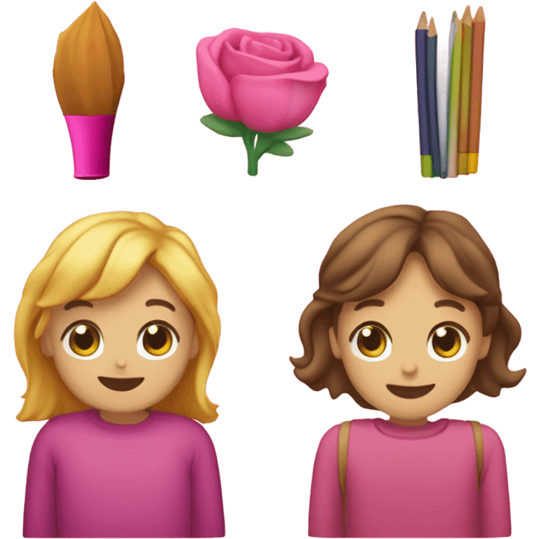 Útiles escolares en tonos rosa emoji