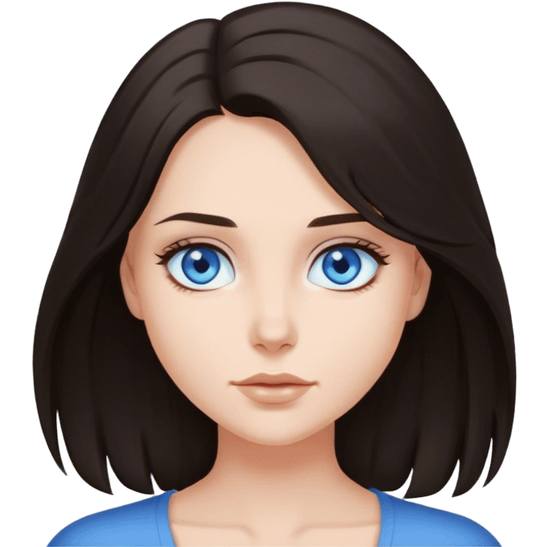 Dark Brunette with blue eyes and shoulder lenght hair emoji