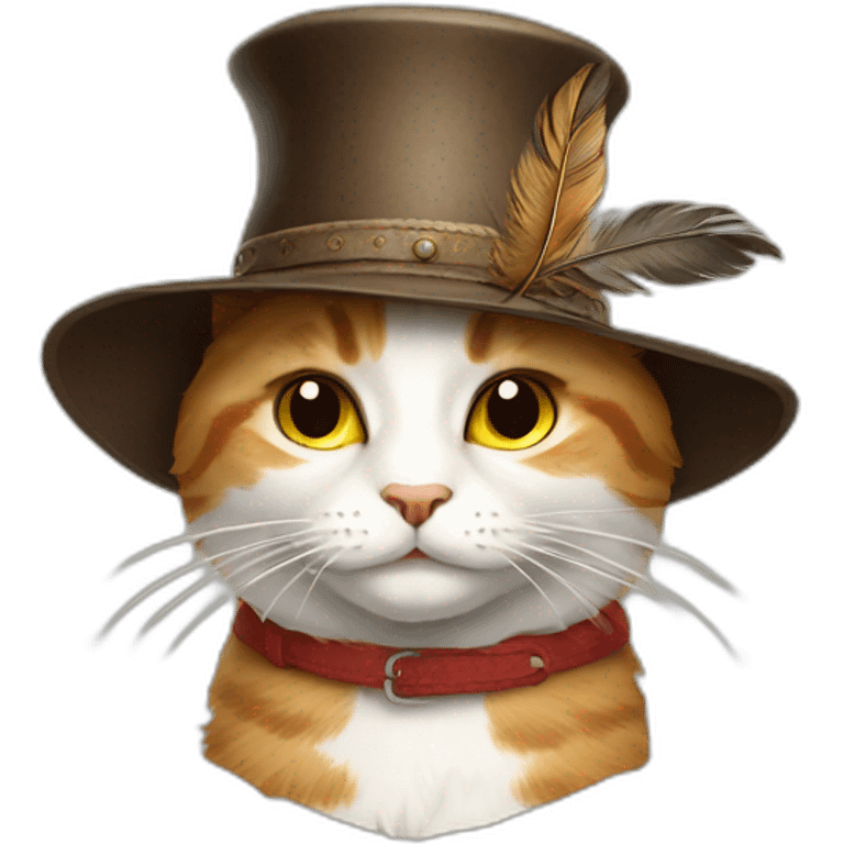 the cat in polish hat with feather emoji