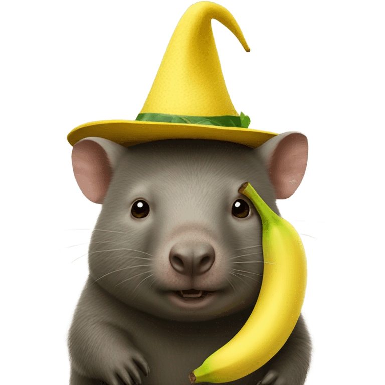 wombat with banana hat emoji