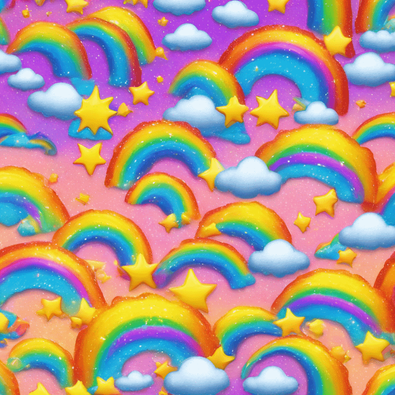 Lisa frank glitter rainbow and sun  emoji