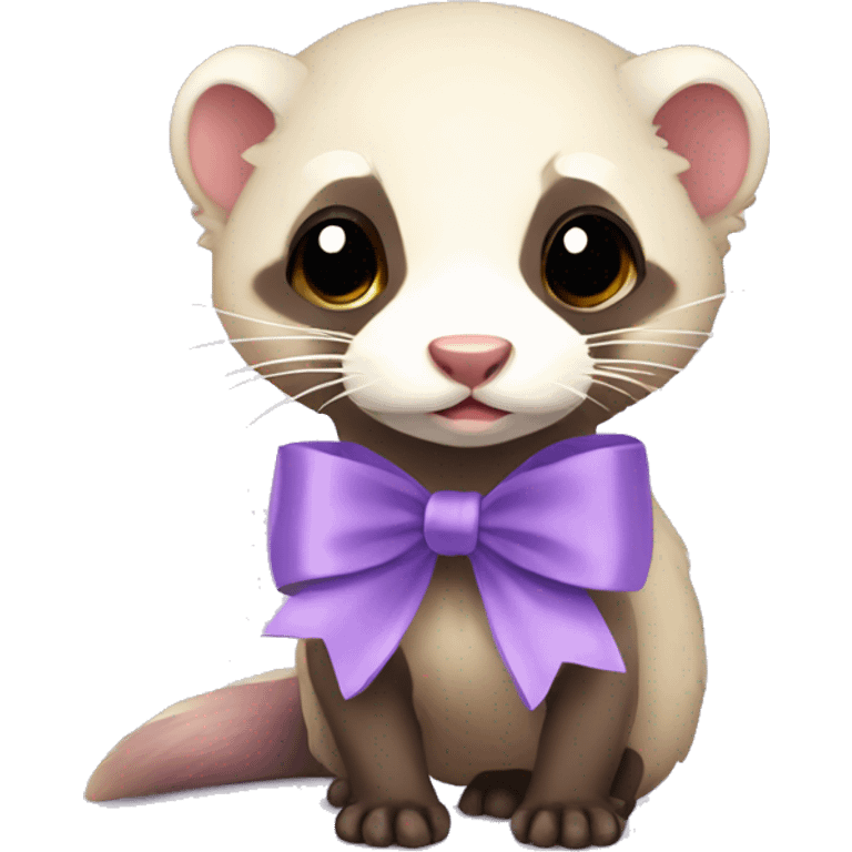  full body ferret with light purple ribbon bow emoji