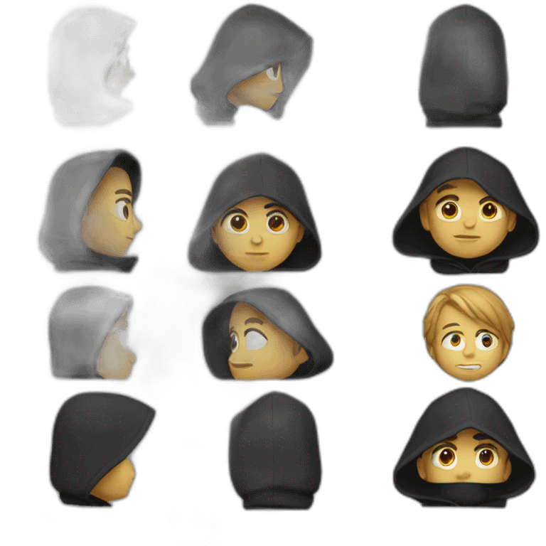 a person with black hoodie(hide his face) emoji