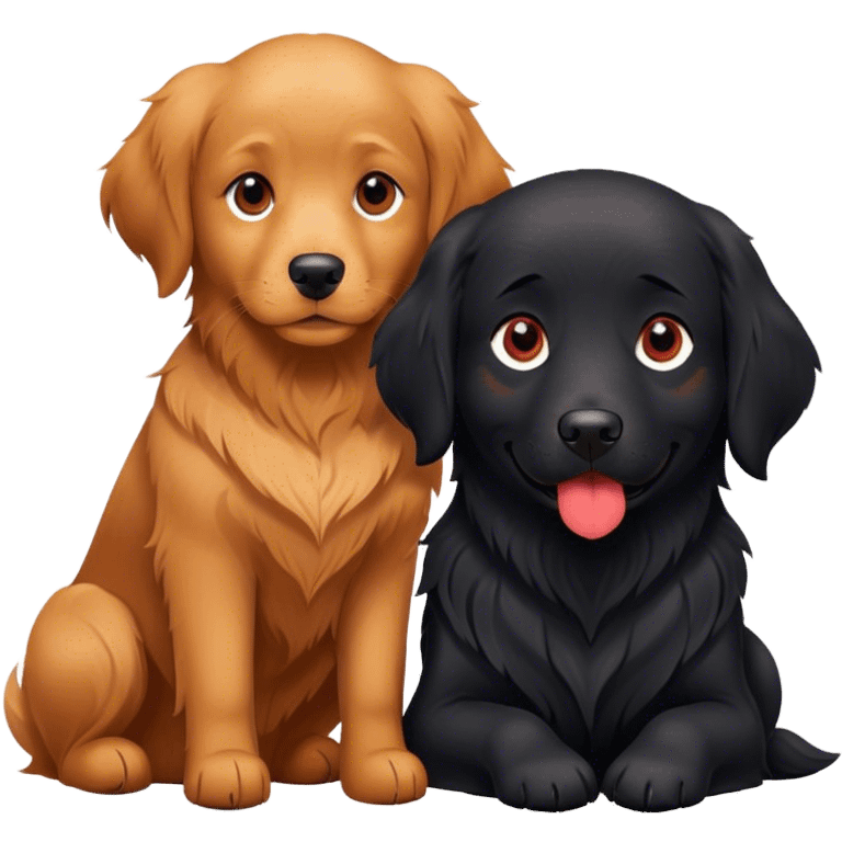 Little black dog and red golden retriever emoji