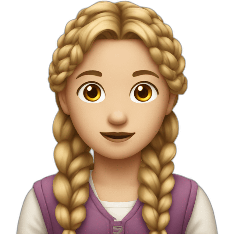 A young girl with long hair in a braid emoji