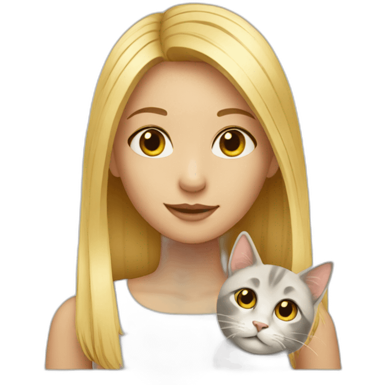 Blond girl with cat emoji